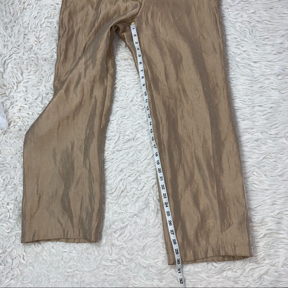 New! Chico’s Travelers Welt Pocket Pant Gold Shimmer Relaxed Straight Leg 2.5R - Picture 11 of 12